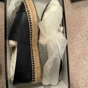 Authentic Chanel 2 tone navy and black espadrilles